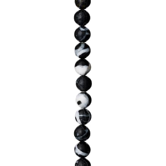 12 Pack: Black & White Zebra Stone Round Beads, 8mm by Bead Landing™